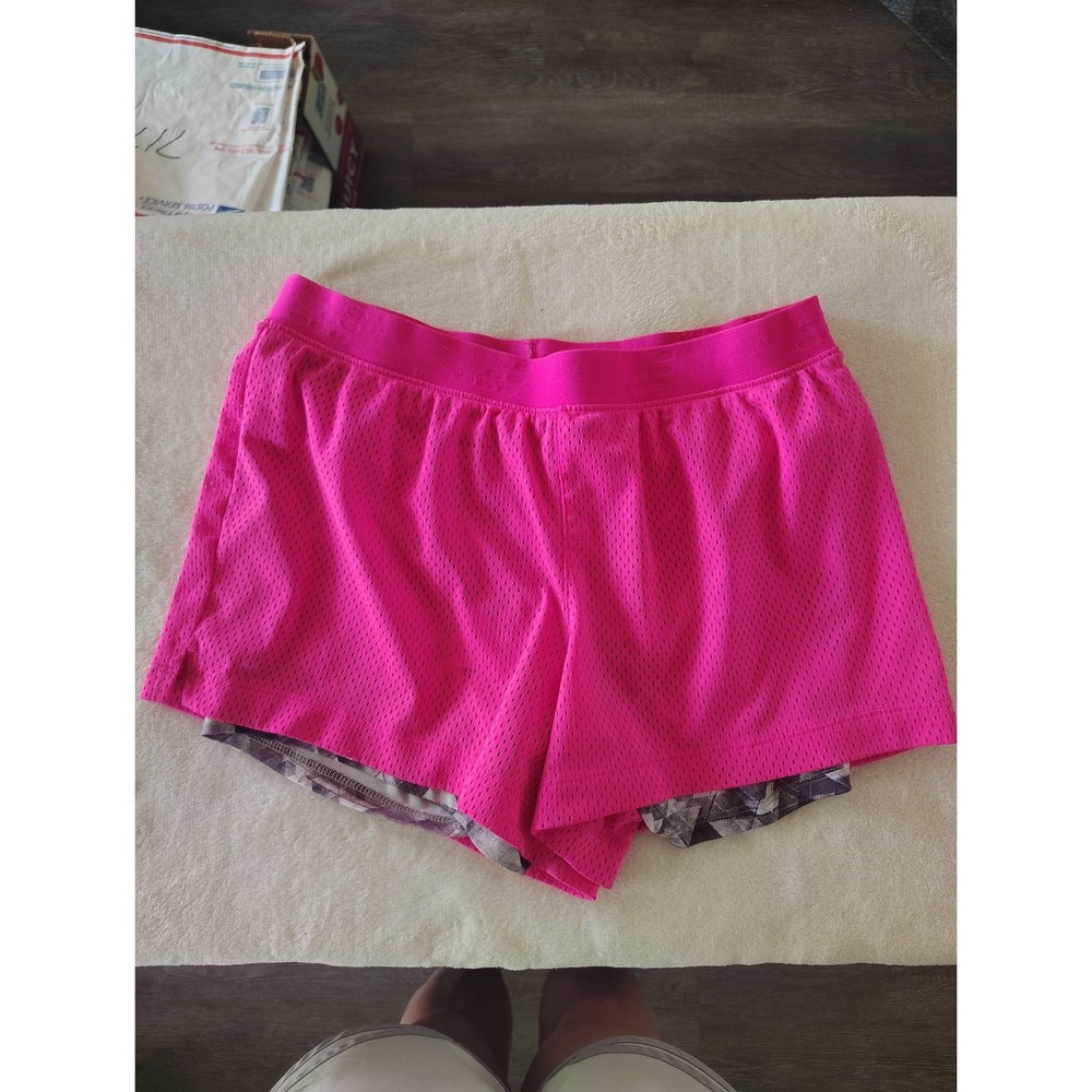 BCG Juniors Pink Mesh 2-in-1 Athletic Shorts Medium Layered Running‎ Gym Workout